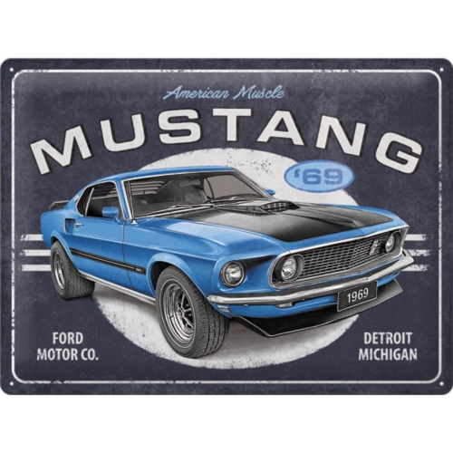 Ford Mustang 1969 Blue Vintage Metal Sign