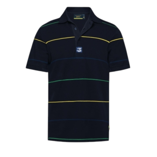 Ayrton Senna Stipe Polo Shirt in navy for men