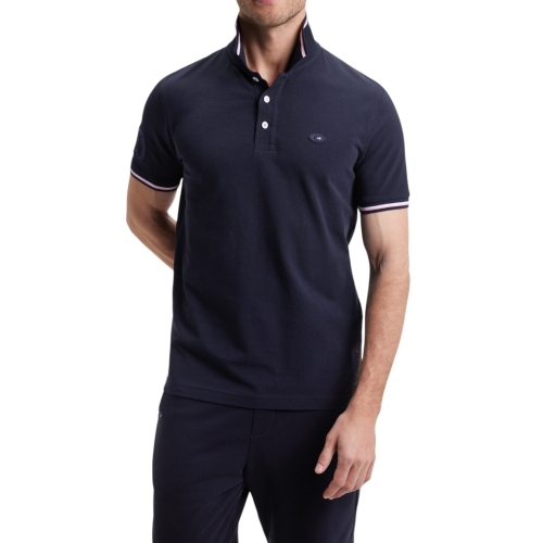Navy Short Sleeve Polo with Tricolor Finishes - Eden Park