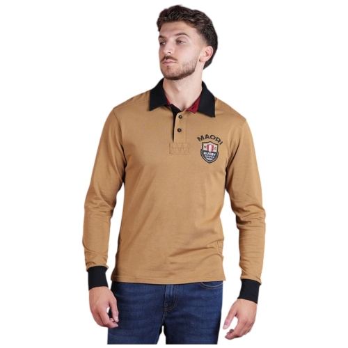 Ruckfield Polo Manches Longues Maori Rugby Beige