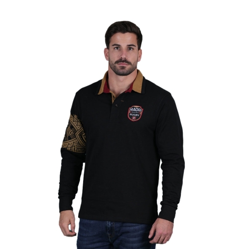 Ruckfield Polo Manches Longues Maori Rugby Black