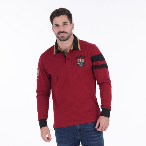 Ruckfield Polo Manches Longues Maori Rugby Red