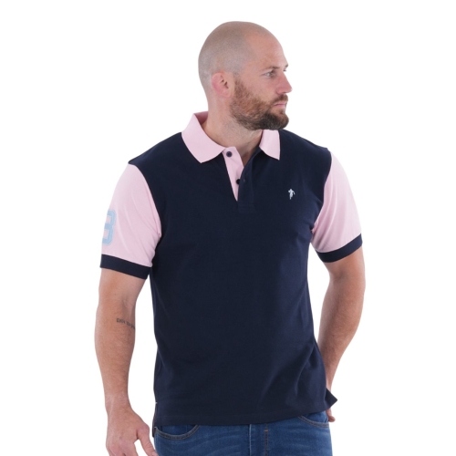 Essentiels Bicolor Rugby Polo Navy Blue / Pink Ruckfield