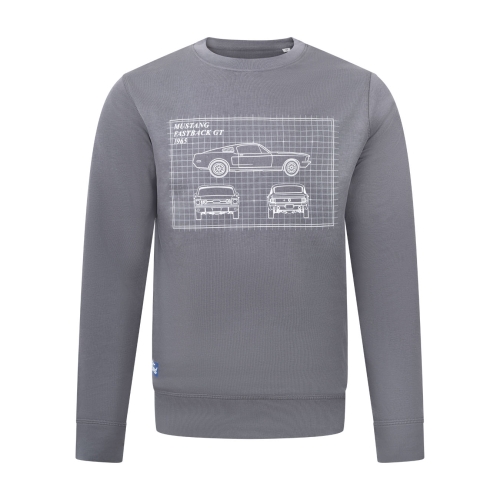 Grey Sweatshirt Ford Mustang For Men