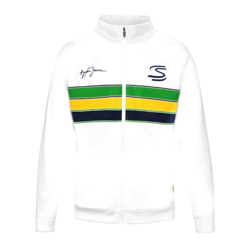 Ayrton Senna Stripe Zip Sweatshirt in White for Men