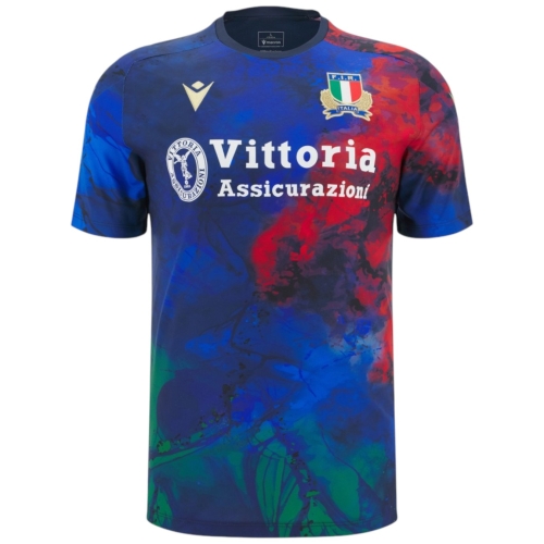 T-Shirt d'Entraînement Italie Rugby Bleu 25/26 - Macron