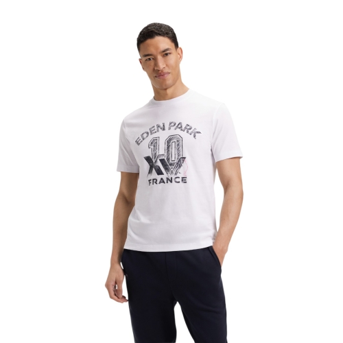 White Short Sleeve T-Shirt with France XV Print - Eden Park