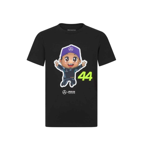 MERCEDES AMG Caricature Lewis Hamilton Child's T-shirt - Black MGP24_TSE_CAR