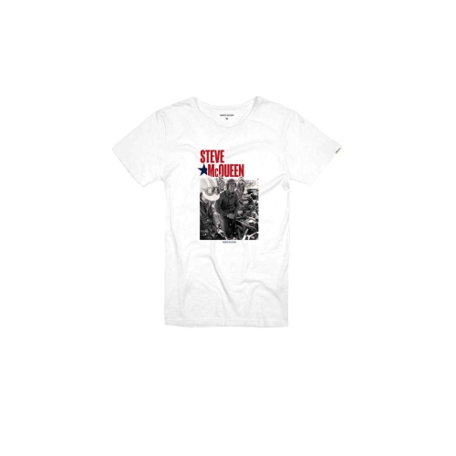 STEVE MCQUEEN Hero Seven Printemps Motorcycle Men's T-shirt - White