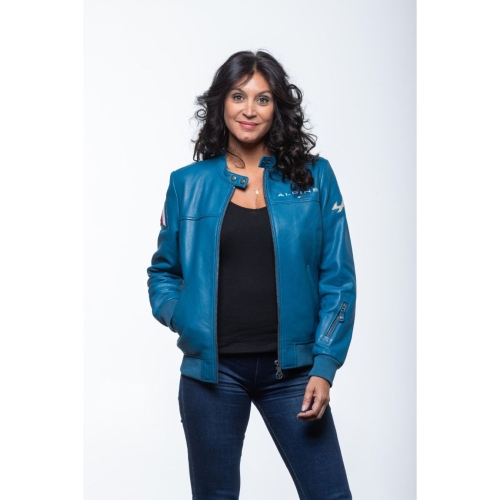 Alpine Cars Women's Ocean Blue Leather Jacket